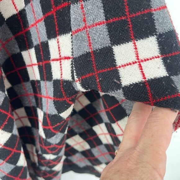 Rafaella Womens Cardigan Sweater Check Button Merino Wool Acrylic Black Red 3X - Picture 6 of 8
